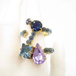 *With Flaw* J. Crew x Nails By Mei Stacked Glass Crystal Ring Placid Sky 8